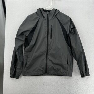 Columbia Jacket Womens Large Zipper Hoodie Gray Windbreaker Lightweight Packable